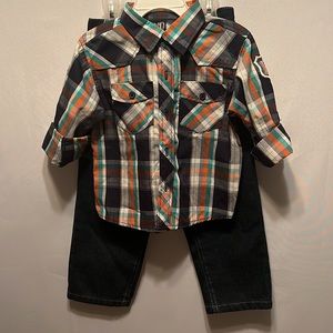 Amirican Hero (AH) 2pcs Jean and Shirt Set Size 2T
